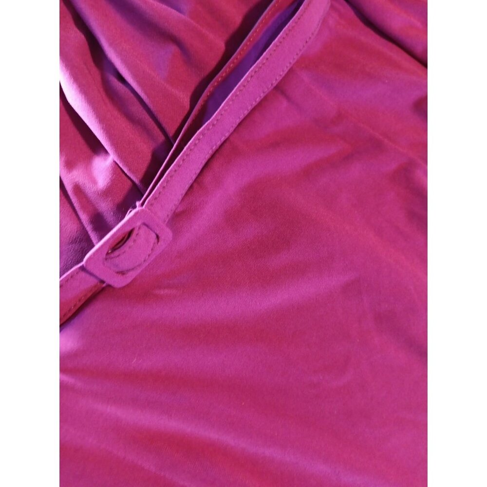 David Meister Party Dress Women 14 Cap Sleeve Gathered Belted Raspberry Pink NWT - Picture 3 of 9